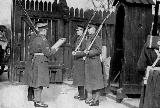 Men of the 1st Battalion Worcesters - changing guard at the Tower of London