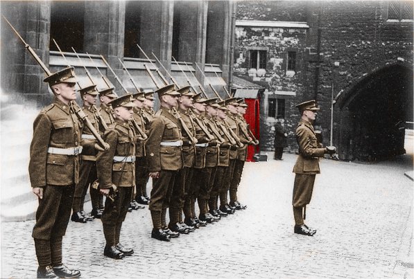 The Main Guard of One Officer and 14 men, guard the Crown Jewels