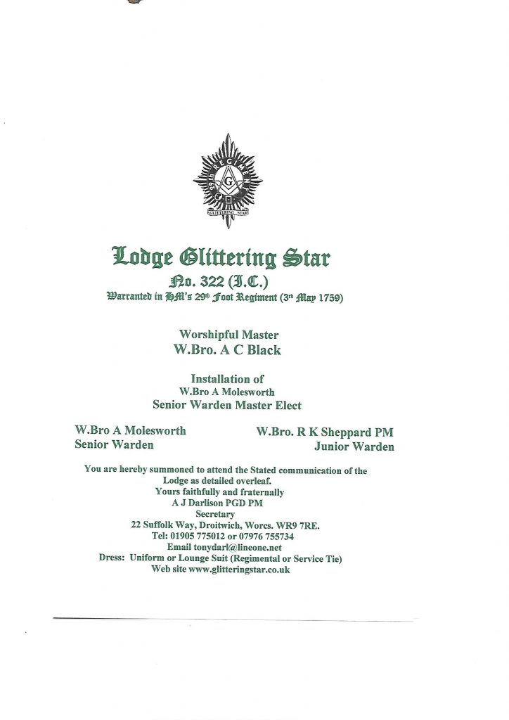 Installation meeting on Saturday, 17th March 2018